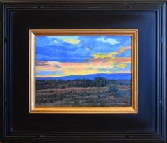 "GLOWING DUSK" TEXAS ARTIST SIGNED CLIFF CAVIN OIL ON CANVAS FRAME SIZE 17 x 20