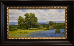"BRIGHT SPRING DAY" TEXAS ARTIST SIGNED CLIFF CAVIN OIL ON CANVAS FRAME 24 x 39