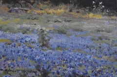 "BOERNE HILLS" Robert Wood (G. Day) TEXAS BLUEBONNET LANDSCAPE FRAME 25 x 29