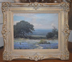 "BOERNE HILLS" Robert Wood (G. Day) TEXAS BLUEBONNET LANDSCAPE FRAME 25 x 29