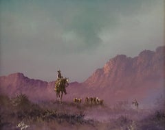 "PURPLE MOUNTAIN MAJESTY" WESTERN, MOUNTAINS, CATTLE, HORSES, COWBOYS