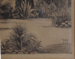 "MISSION CONCEPCION" BERNHARDT WALL ETCHING SAN ANTONIO TEXAS 1929