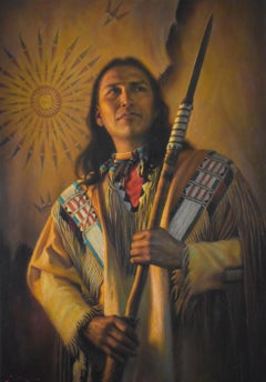"THE SPEAR OF THE RISING SUN" NATIVE AMERICAN INDIAN WARRIOR PORTRAIT WESTERN