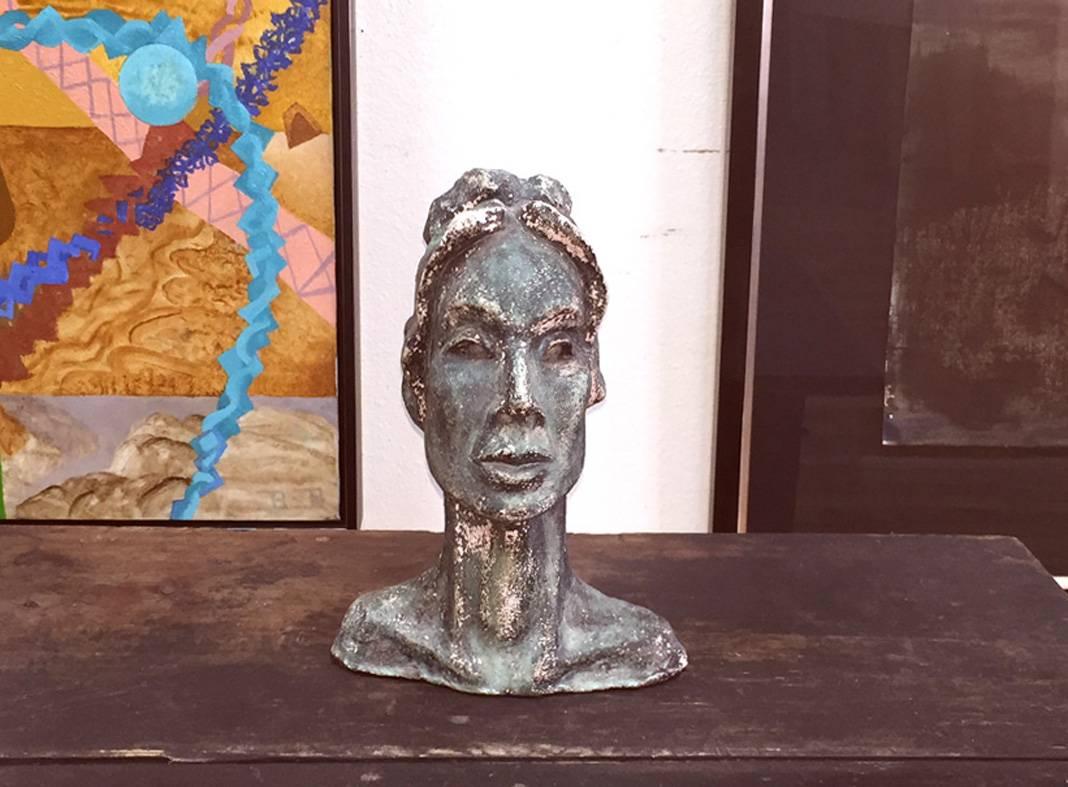Sue MacBryde Figurative Sculpture - "Green Lady"  Sculpture Mid Century Modern Austin Artist