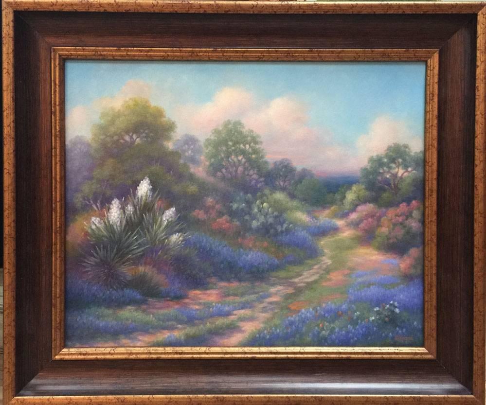 Maureen Tarazon Landscape Painting - "The Forgotten Trail"  Bluebonnet Painting