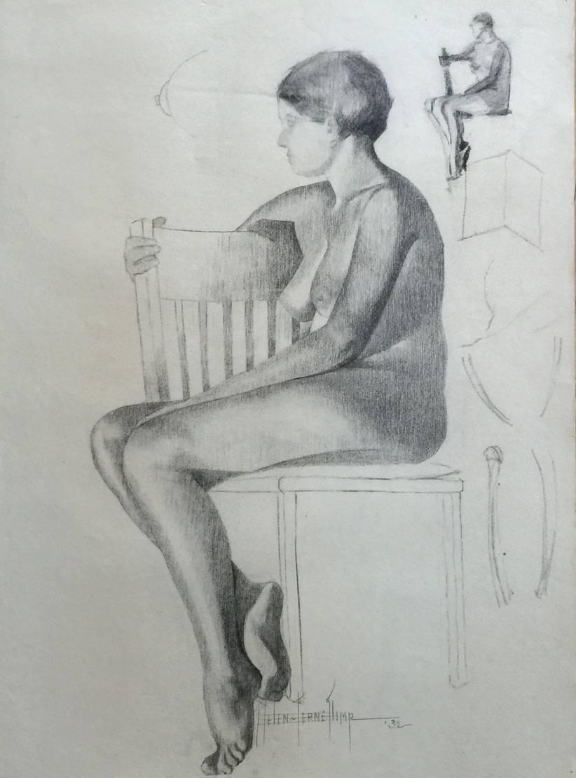 "Seated Nude"  Nude drawing by San Antonio Texas Artist