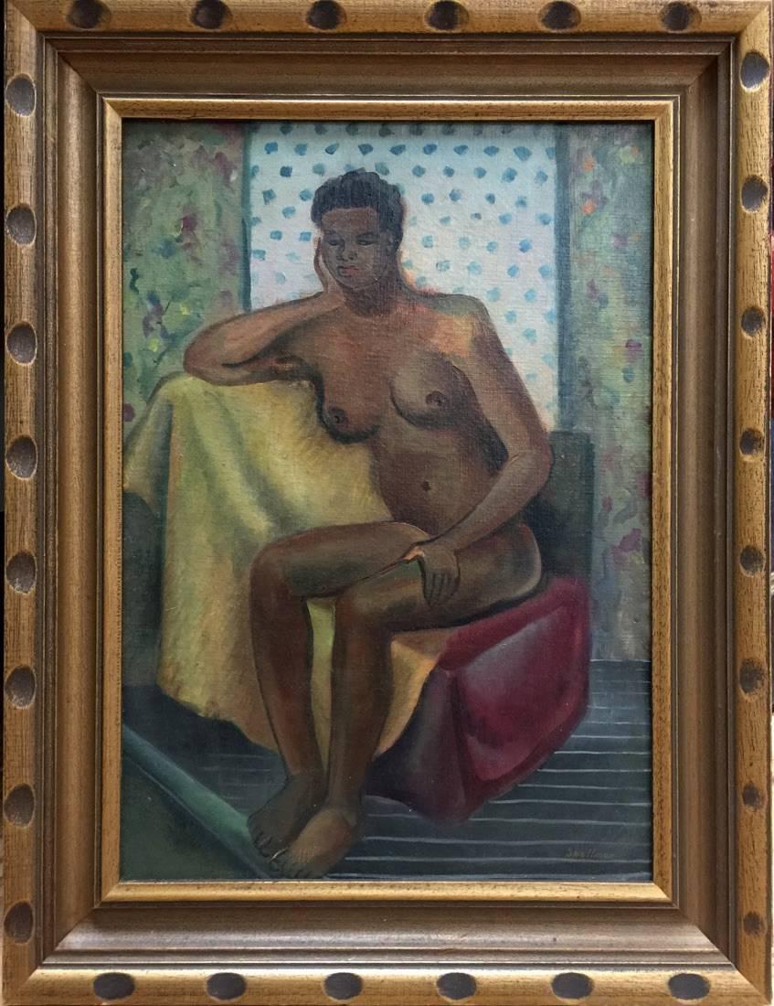 Coreen Mary Spellman Portrait Painting - Nude.  African American Woman exhibited piece 1942 University of Iowa exhibited