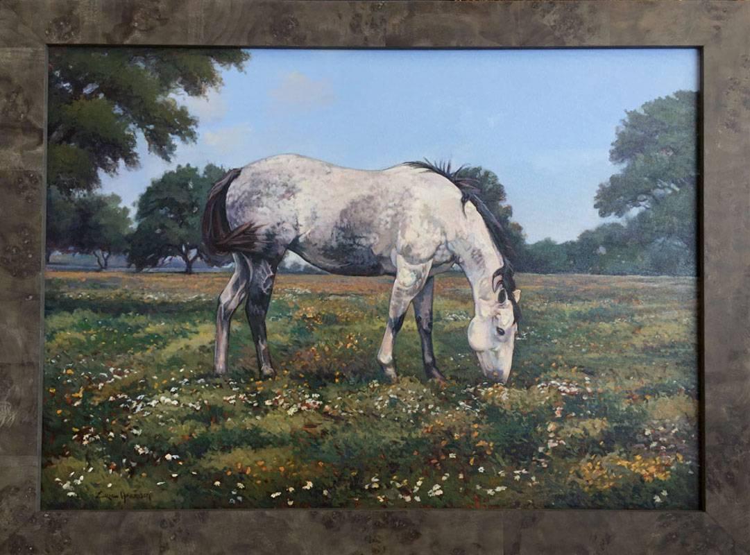 Eric Harrison Landscape Painting - "Dapple Grey Horse"  Large  Painting 