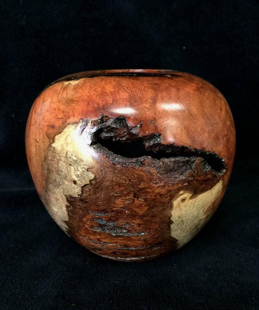 Mesquite hollow form vase/bowl.  Natural Art Wood Turning