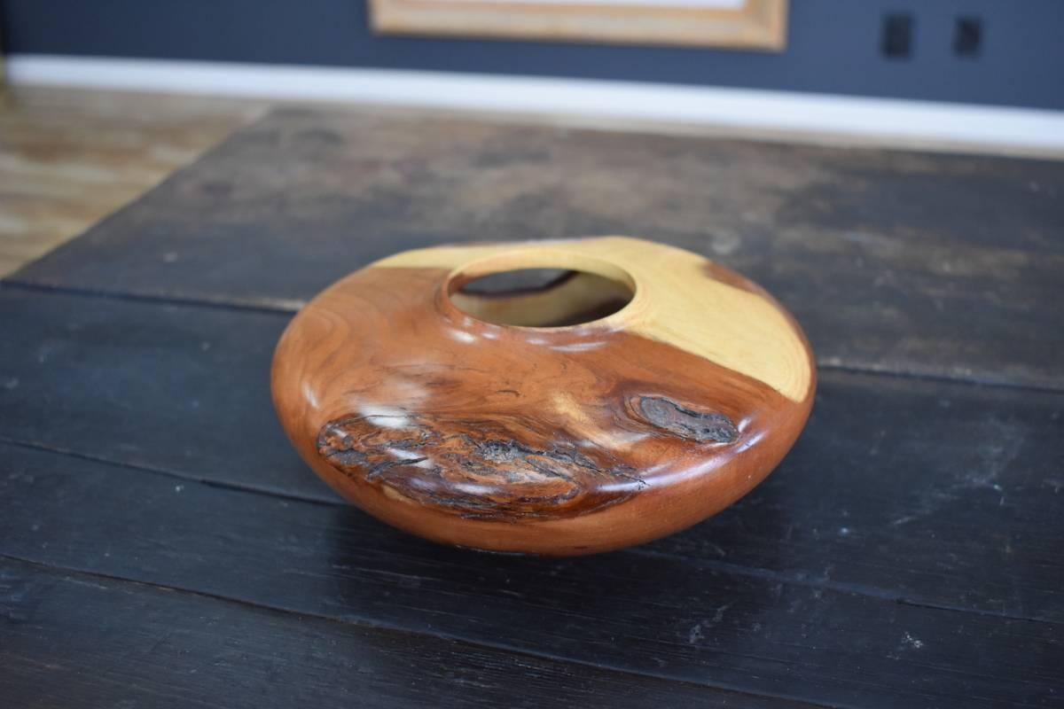 Mesquite hollow form bowl.  Natural Art Wood Turning For Sale 1