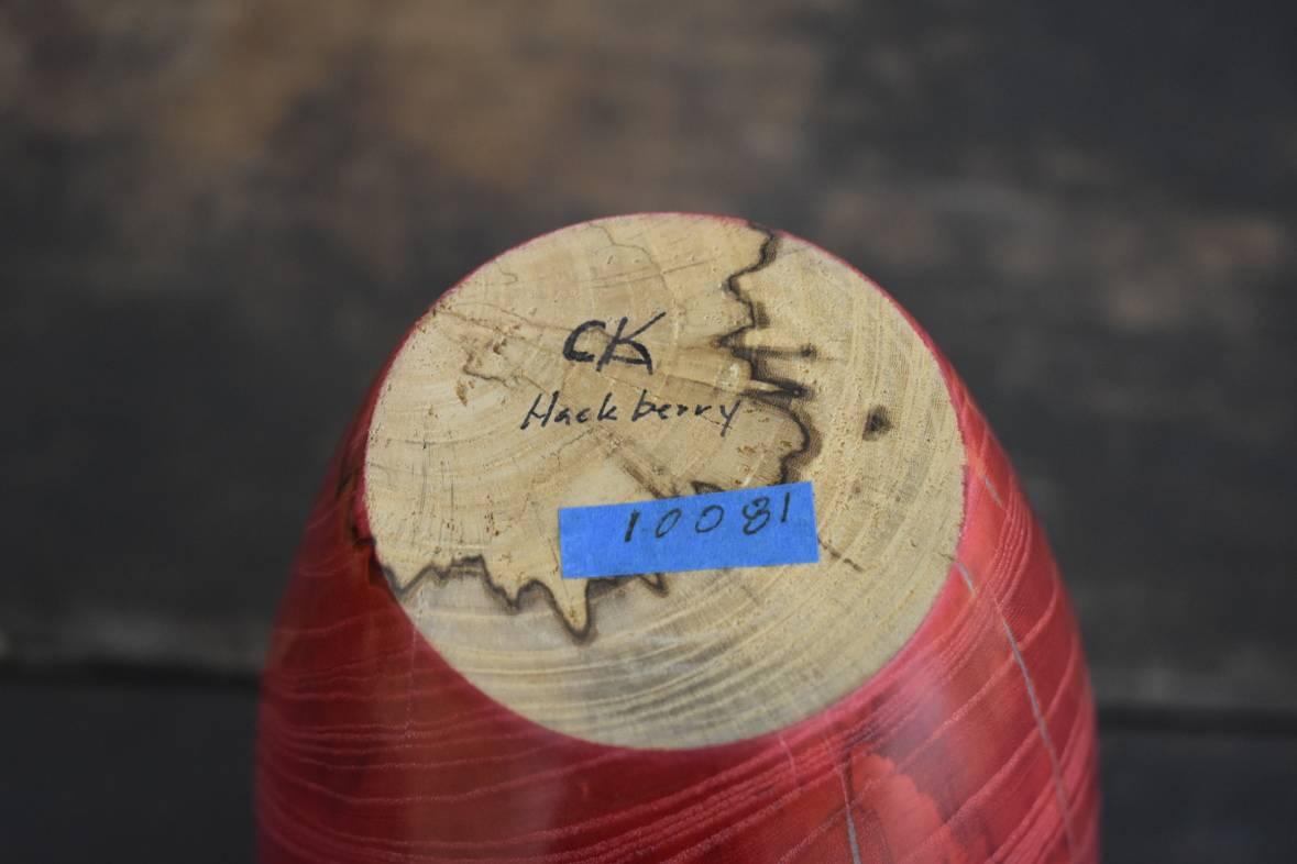 Jarrón grande de madera torneada de almez.  Torneado y Teñido.  Maestro Tornero Wood Wood Carmie en venta 3