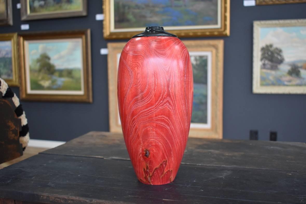 Large Wood Turned Hackberry Vase.  Turned and Dyed.  Master Wood Turner Carmie