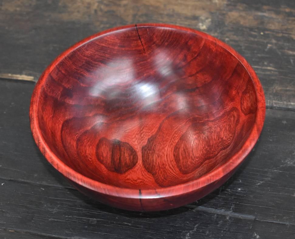 Carmie  (Born 1959)  Dyed Hackberry Bowl  Height 4''  Diameter 8.75''
Bio
Carmie (1959-) 
Wood Turner Carmie K. Acosta was born and raised in San Antonio. By day he works as a synthetic organic chemist specializing in steroid synthesis. His foray