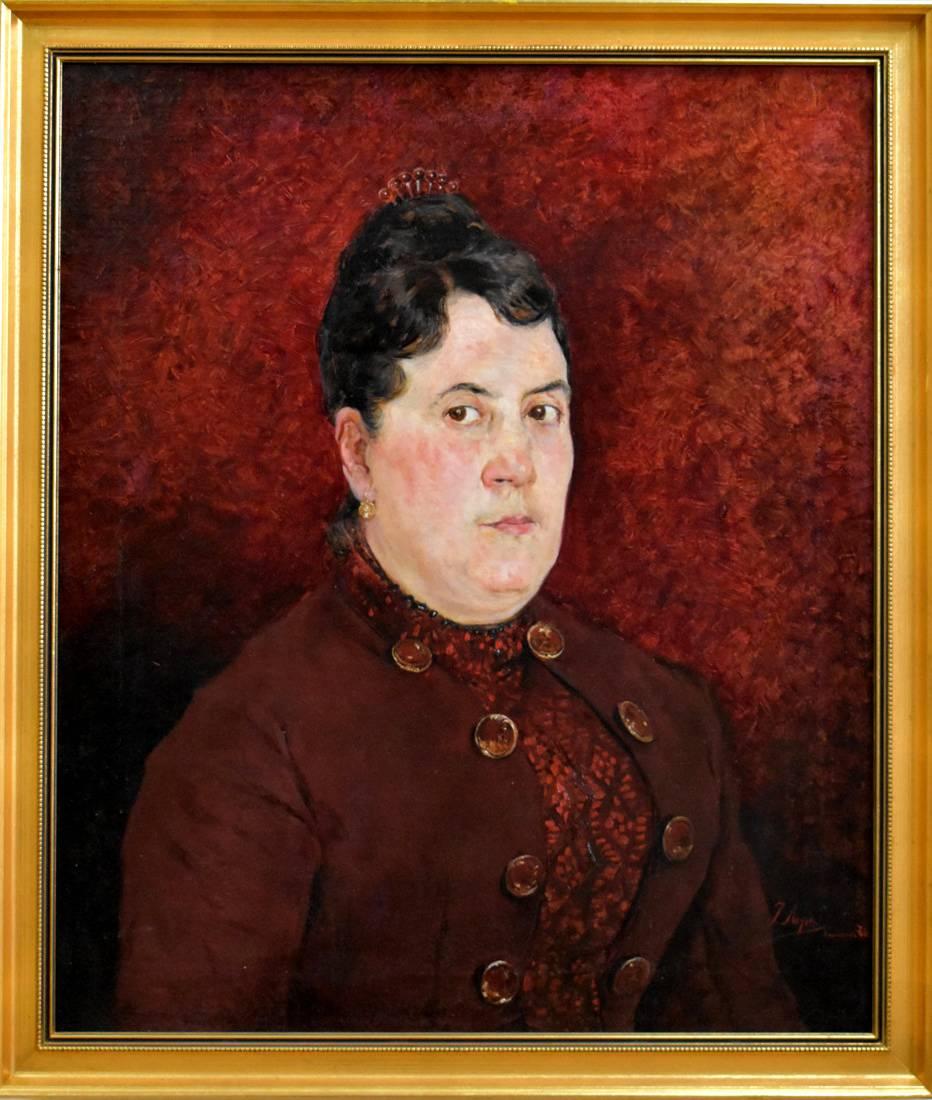 Jose Arpa Portrait Painting - "Portrait of Lady from Carmona" Spain 1886  Texas / Spanish Artist Exhibited
