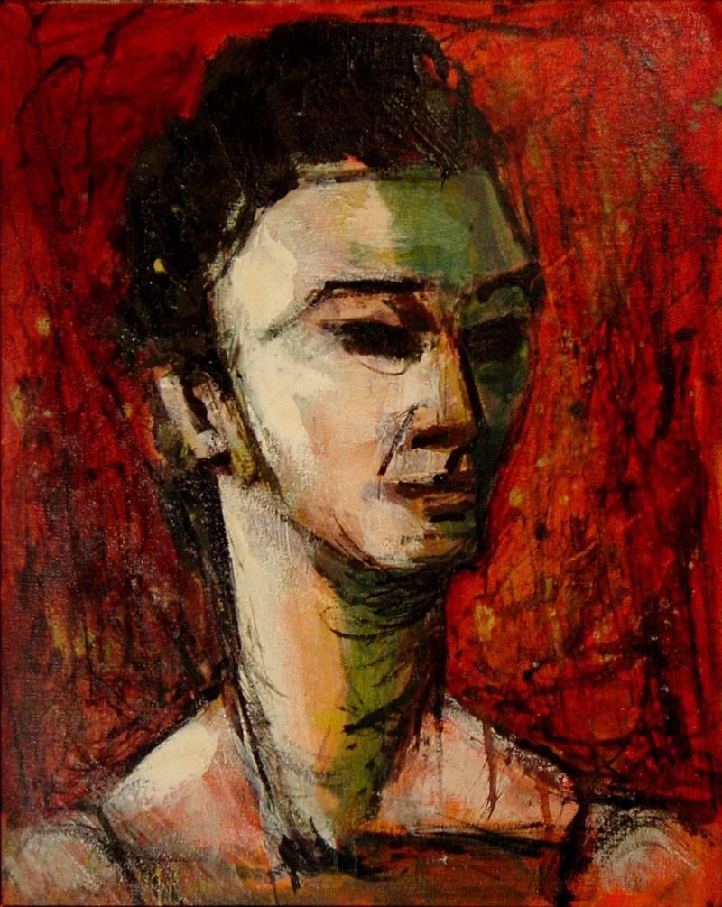 Clarice Akin Holloway Portrait Painting - "Retired Ballerina"  Great Mid Century Modern Portrait.  