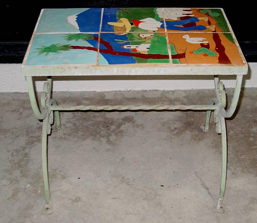 „SCENIC ART TILE TABLE“ ART TILE TABLE 1930er Jahre Mexikanisches Thema (Impressionismus), Art, von Unknown