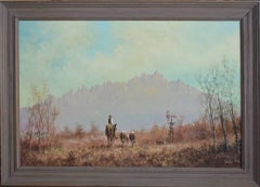 "Bring Em Back"  Western Mountains, Cattle, Cowboy, Horse