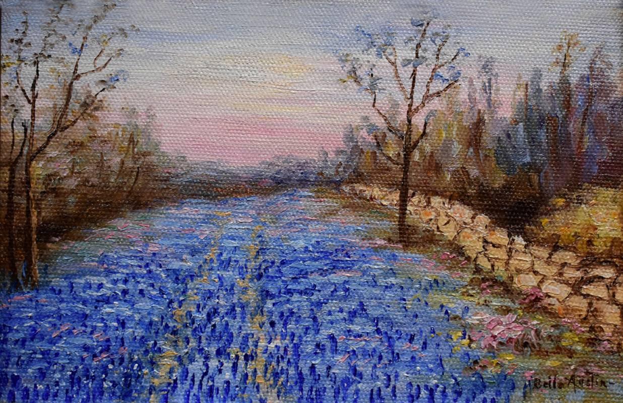 Belle Austin Landscape Painting - "Bluebonnets"  Small Texas Landscape