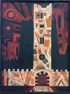 "Victoria Tower England"  Mid Century Modern Texas Painting Oil