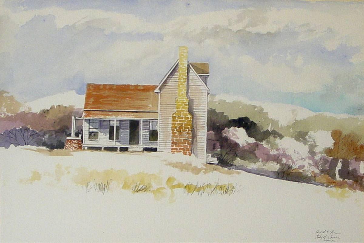 Ancel Nunn Landscape Painting - Study for Old House.  Texas  