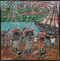 "Going to America"  African Slave Ship by Black folk artist F.L. Doc Spellmon