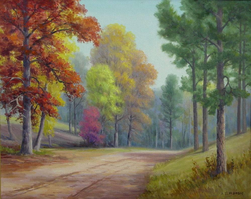 Dollie Nabinger Landscape Painting - "East Texas Pines"  Beautiful Colors