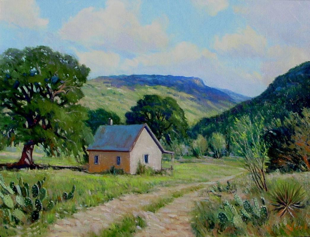 David Forks Landscape Painting - "Old Ranch Cabin"