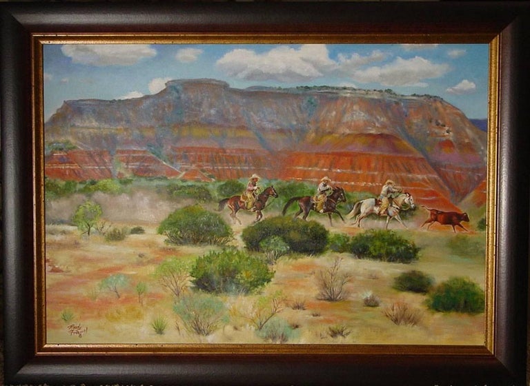 Randall Friemel Landscape Painting -  "Our Real Work Is In The Valley"   West Texas Cowboy scene