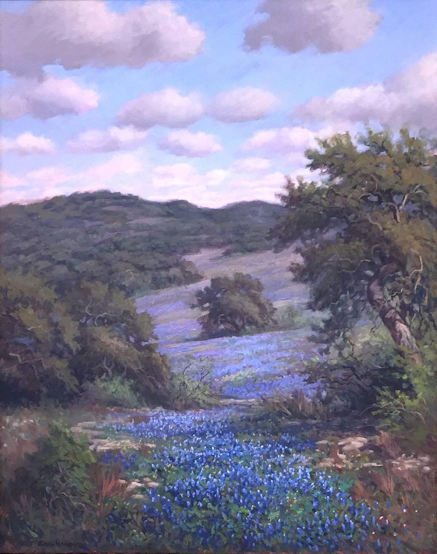 Eric Harrison Landscape Painting - "Bluebonnet" Texas Hillcountry Painting