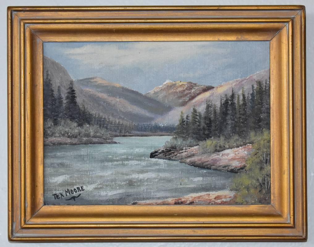 River Pass  Mountains and River - Painting by John Marcellus 'Tex' Moore