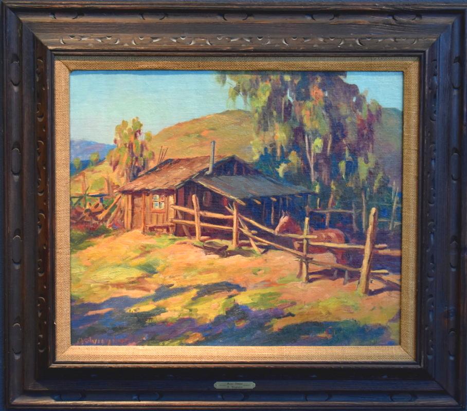 „“Hauskorral“  Frühes kalifornisches Western-Gemälde von Wieghorst in großartigen Farben  – Painting von Olaf Wieghorst