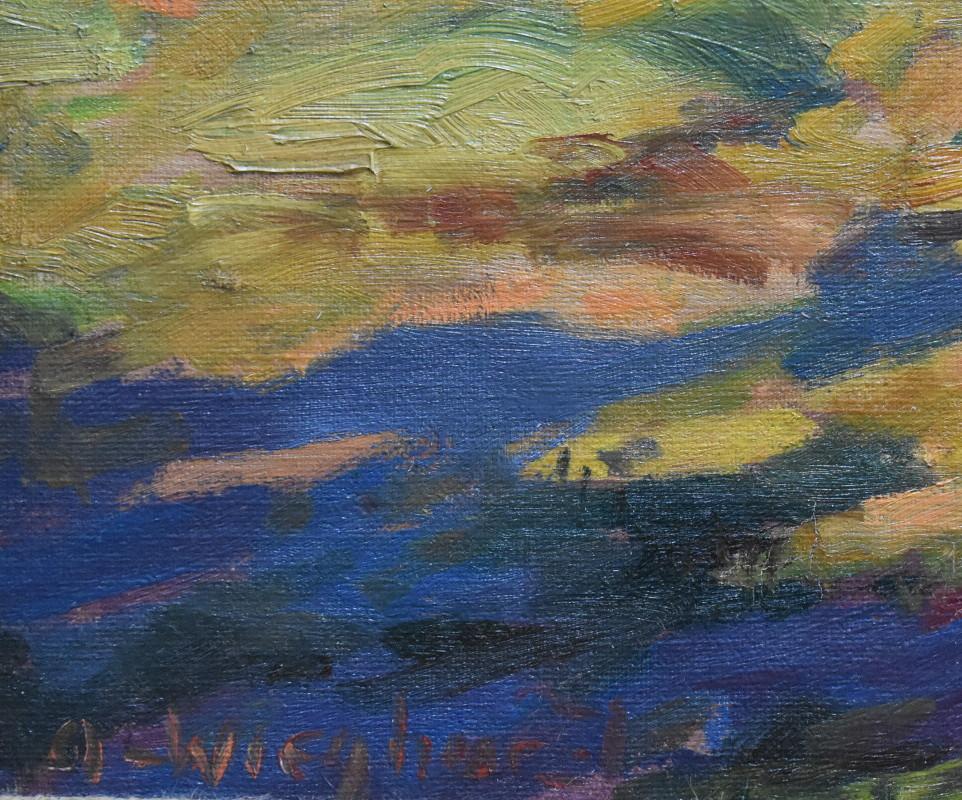 „“Hauskorral“  Frühes kalifornisches Western-Gemälde von Wieghorst in großartigen Farben  (Impressionismus), Painting, von Olaf Wieghorst