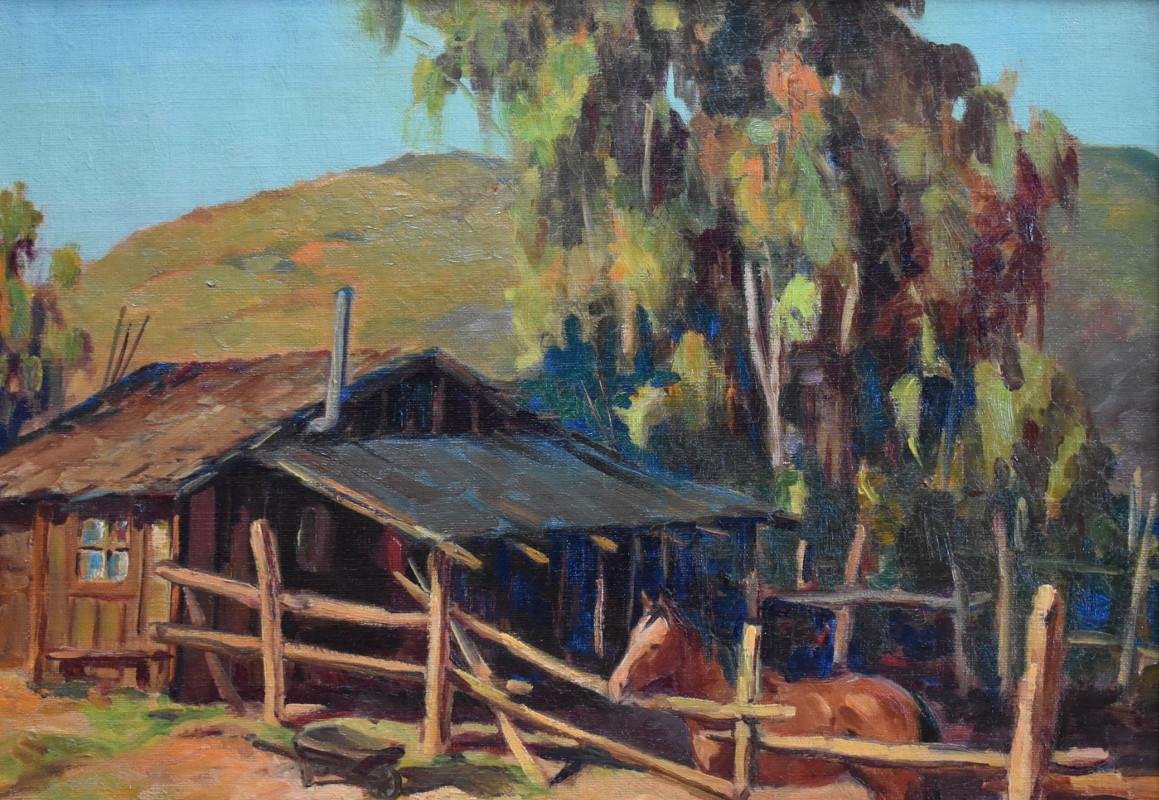 „“Hauskorral“  Frühes kalifornisches Western-Gemälde von Wieghorst in großartigen Farben  im Angebot 2