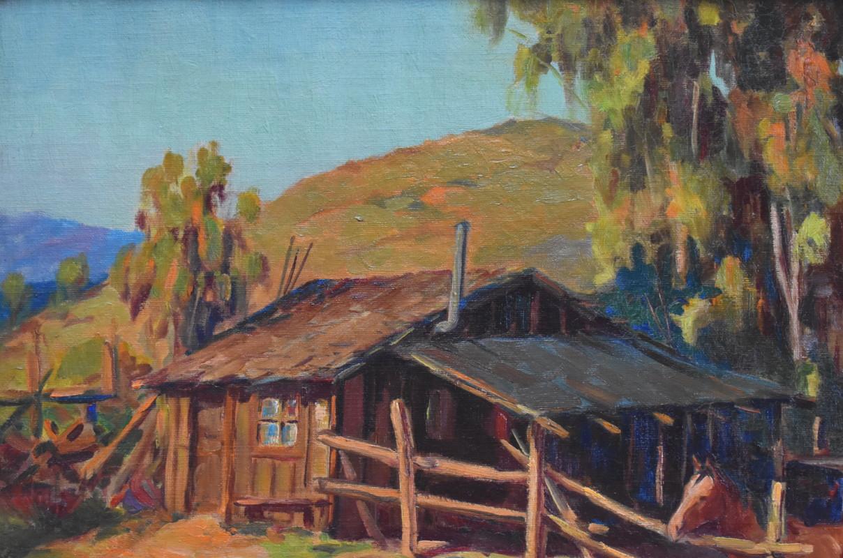 „“Hauskorral“  Frühes kalifornisches Western-Gemälde von Wieghorst in großartigen Farben  im Angebot 3