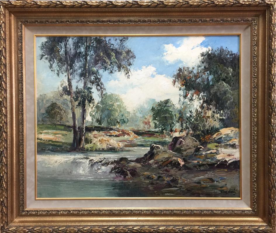 Jose Vives-Atsara Landscape Painting - "The San Antonio River"  