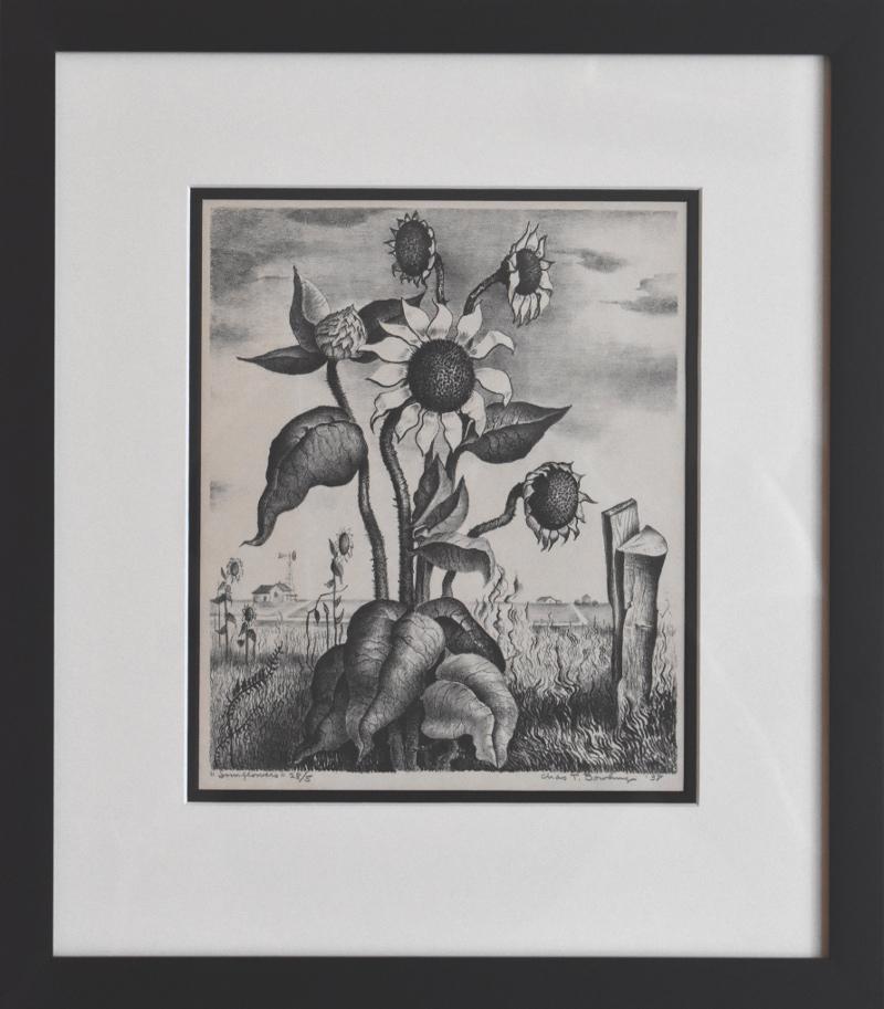 Charles Bowling Considered his most desirable lithograph.  Texas regionalism at its best.  New frame and double matted.
(1891-1985)
Dallas
Medium: Lithograph
Dated 1938 Edition: 5 of 28
