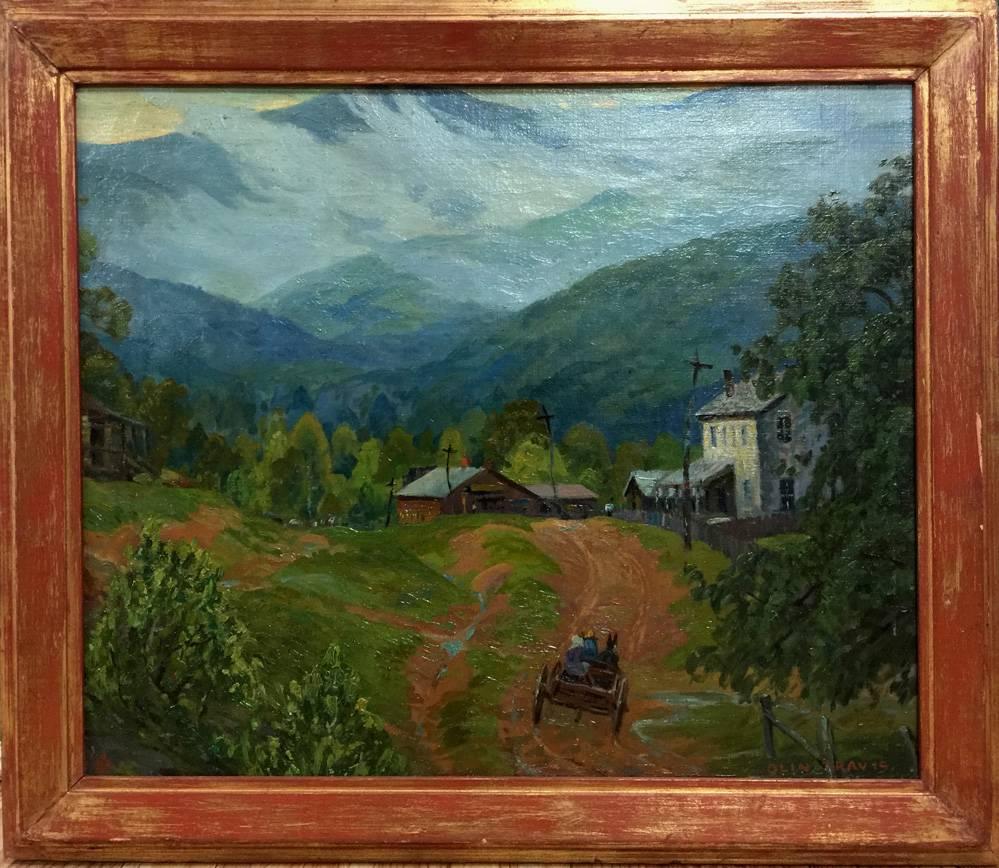 Olin Travis Landscape Painting - "Cass Arkansas After A Rain"  Circa Late 1920s Dallas/Arkansas/Colorado Artist