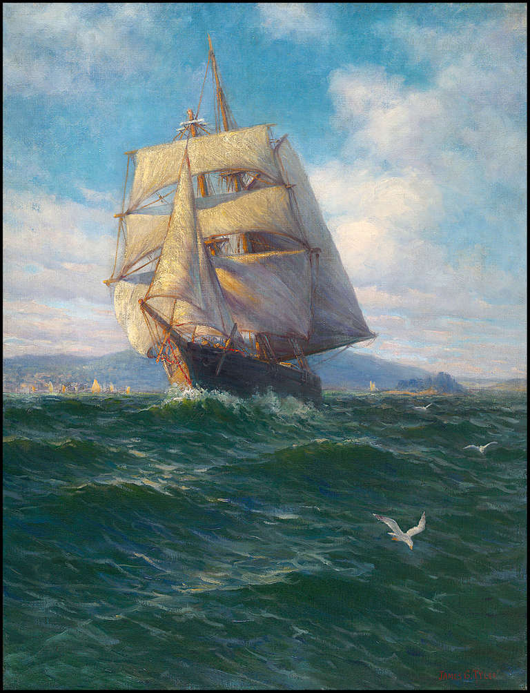 Schooner In Full Sail - Painting by James Gale Tyler