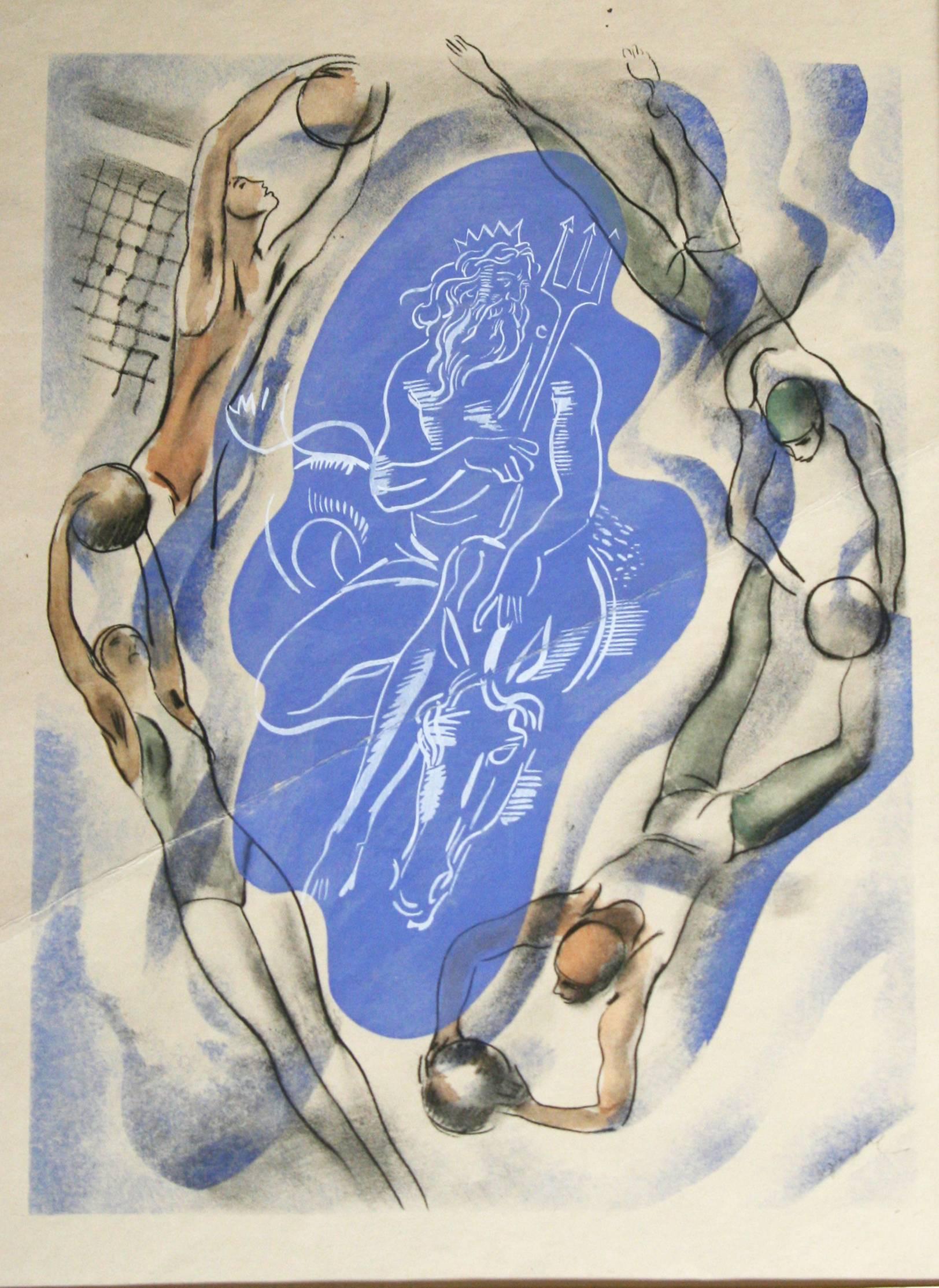 Figurative Print de Milivoy Uzelac - Le Water Polo