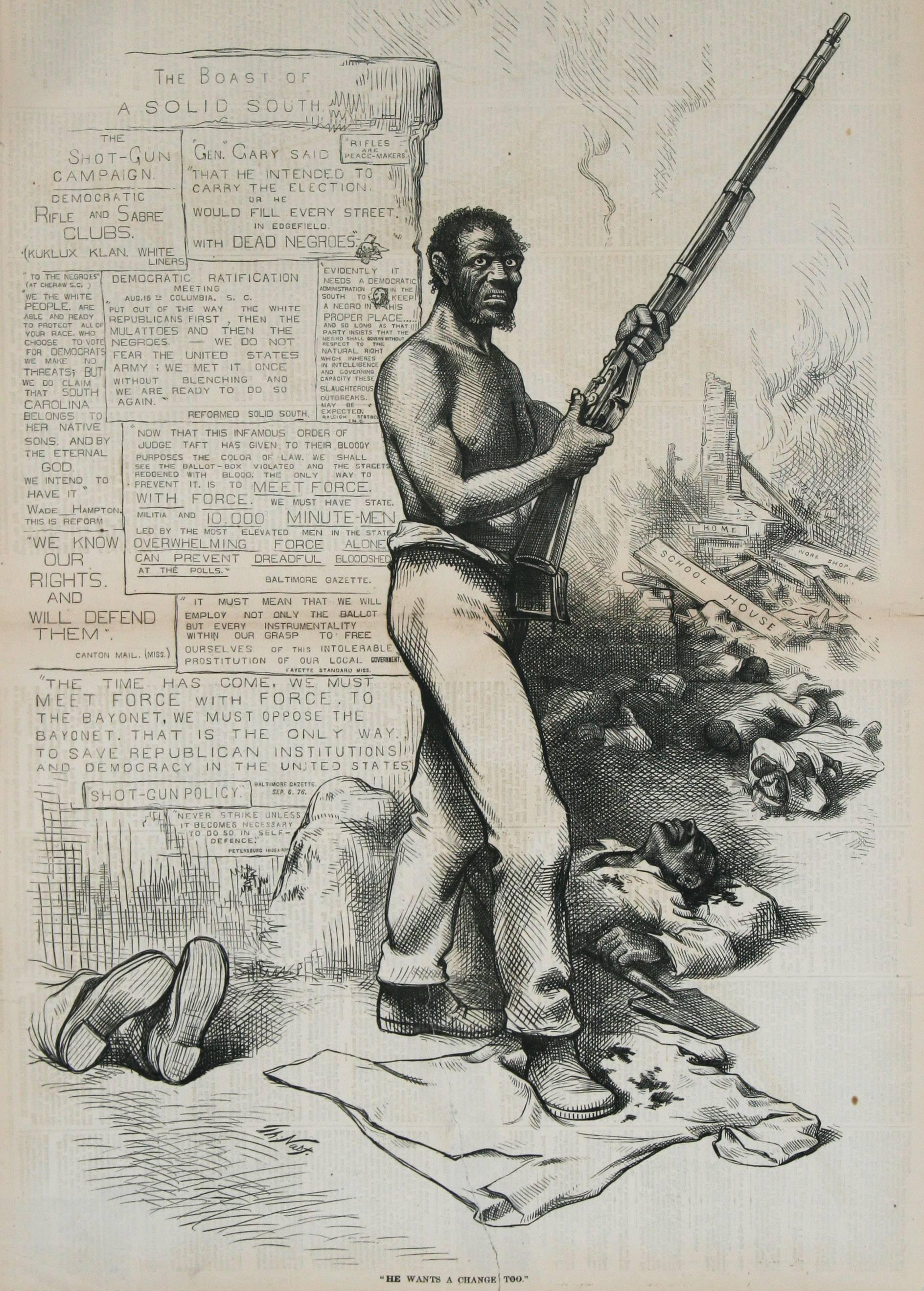 Thomas Nast Figurative Print - He Wants a Change Too, from "Harper's Weekly"