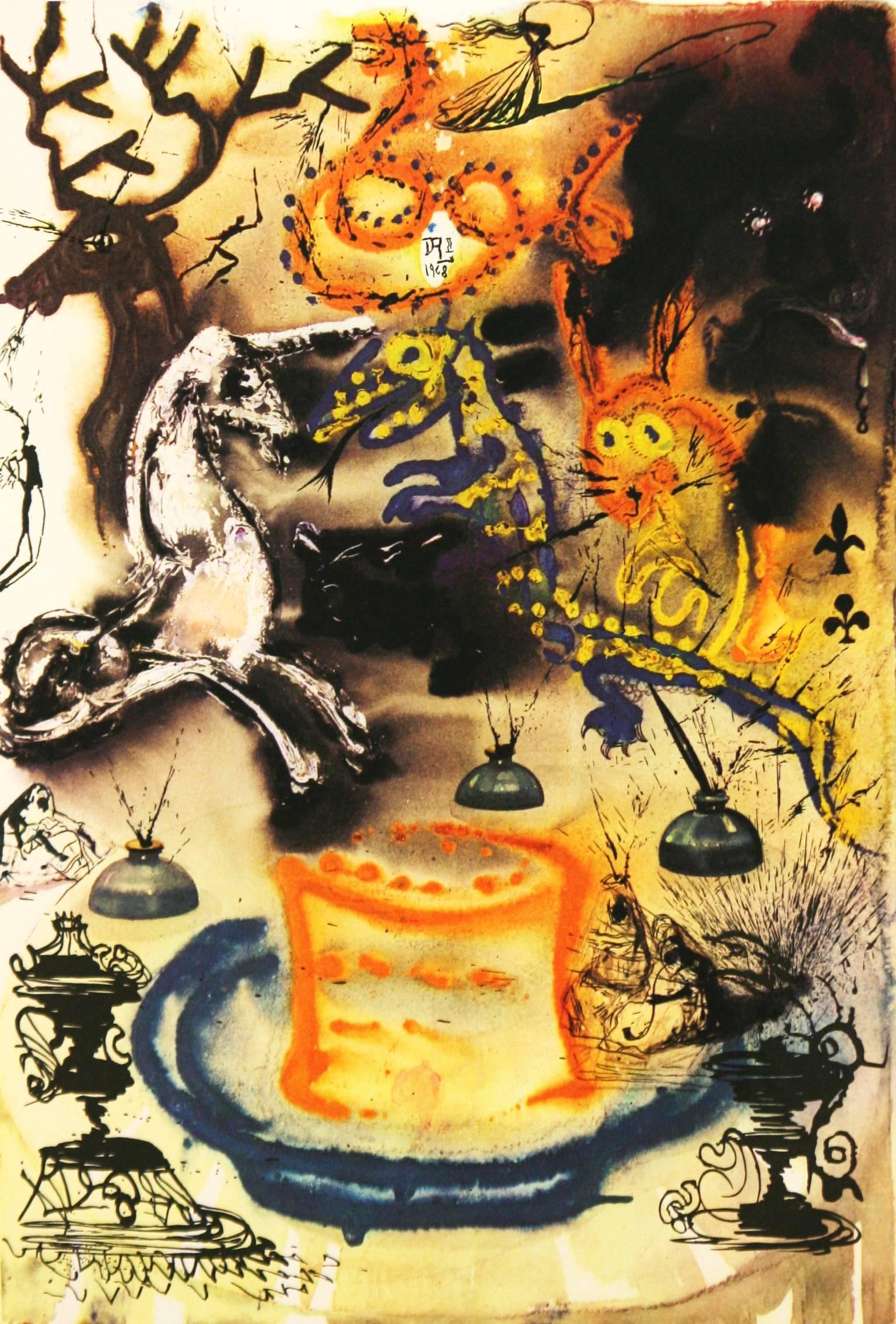 Salvador Dalí Abstract Print - Who Stole the Tarts, from "Alice in Wonderland"