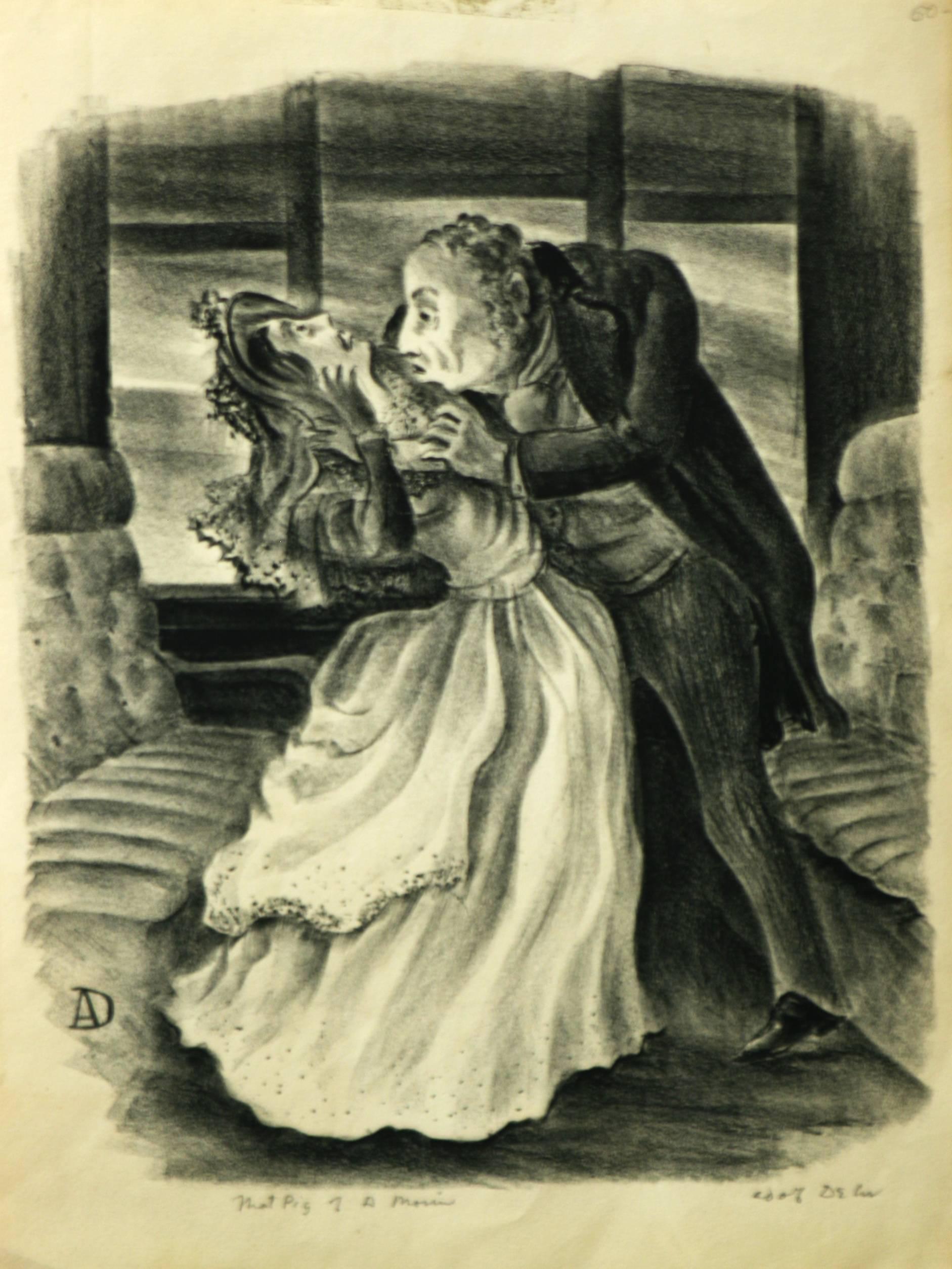 Adolf Arthur Dehn Figurative Print - That Pig of A Morin Adolf Dehn 1945 lithograph from  Tales of Guy de Maupassant
