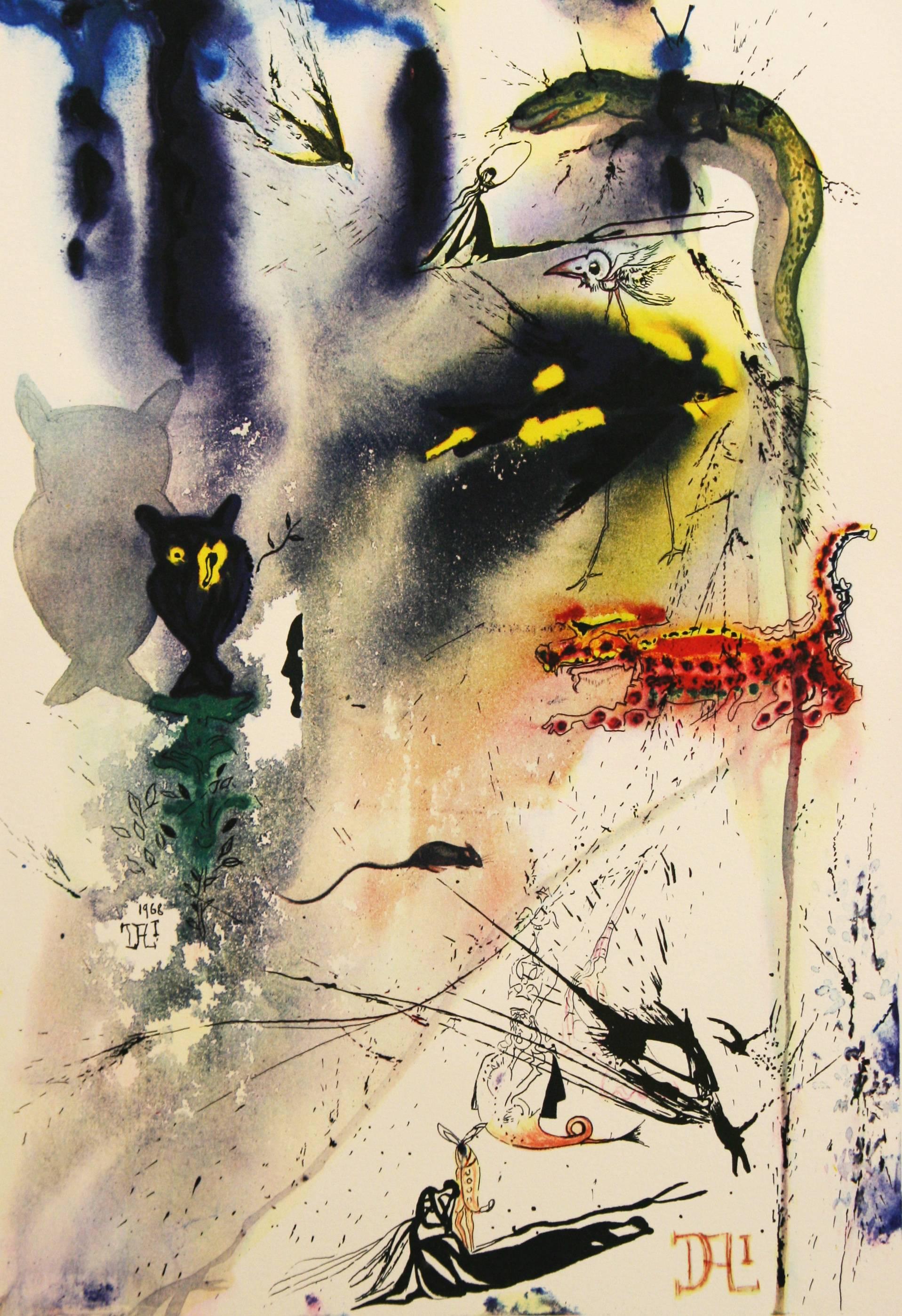 Salvador Dalí Abstract Print - A Caucus Race And A Long Tale Alice in Wonderland Salvador Dali 1969 original 