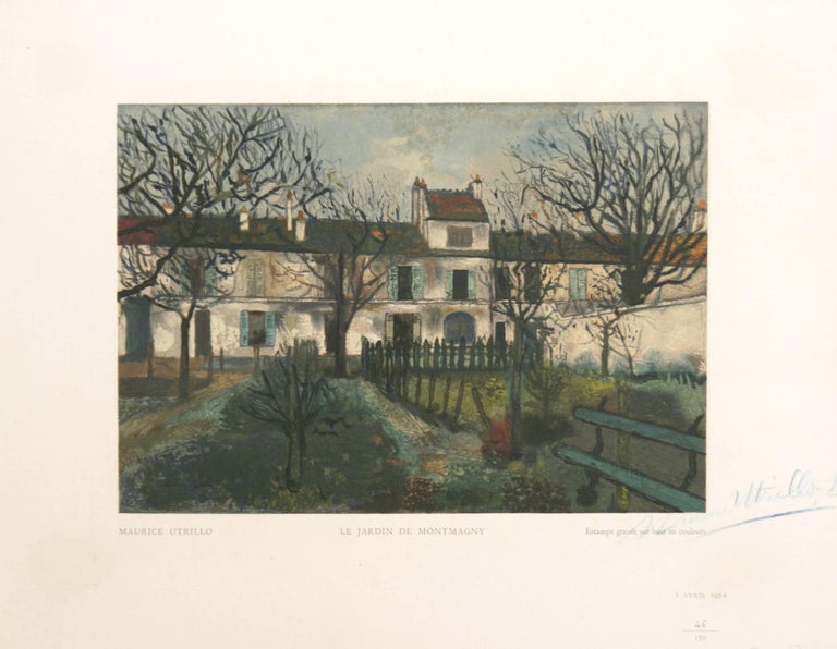 (after) Maurice Utrillo Landscape Print - Le Jardin De Montmagny Utrillo Estampes Robert Rey woodcut 1950 signed by artist
