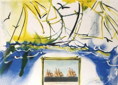 Scène de yachting américaine Salvador Dali Currier & Ives série  Lithographie de 1971