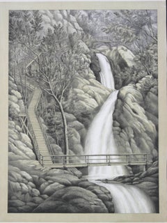 Rubio Canyon Falls, Mt. Lowe, Cal. Kurtz and Allison Chromolithograph 1893
