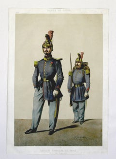 Sapeurs- Pompiers De Paris, Armee de Ligne pub. Lemercier litografía 1861