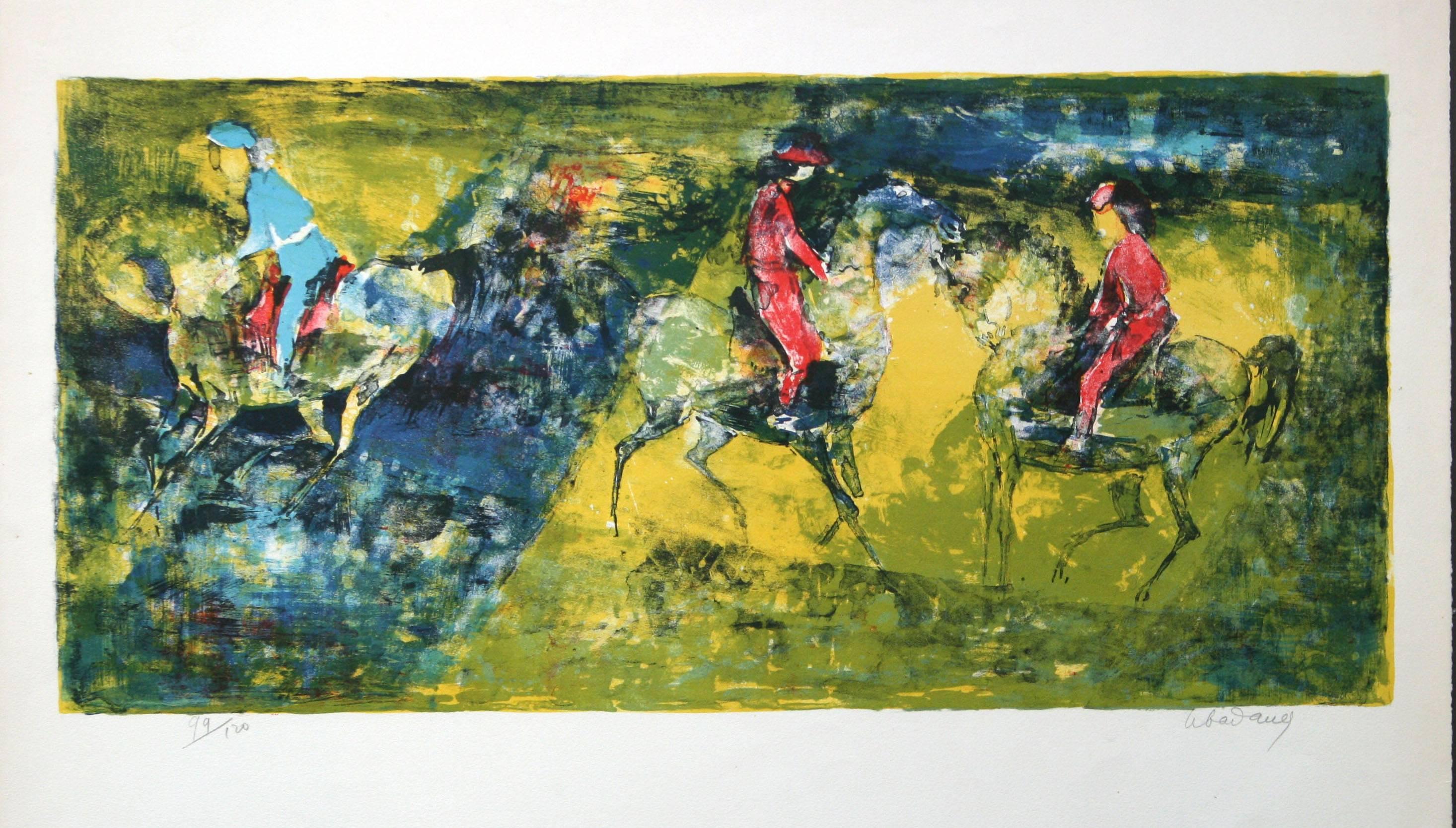 Dang Lebadong Abstract Print - Cheval dans la Montagne original limited ed. lithograph Dang Ledadang