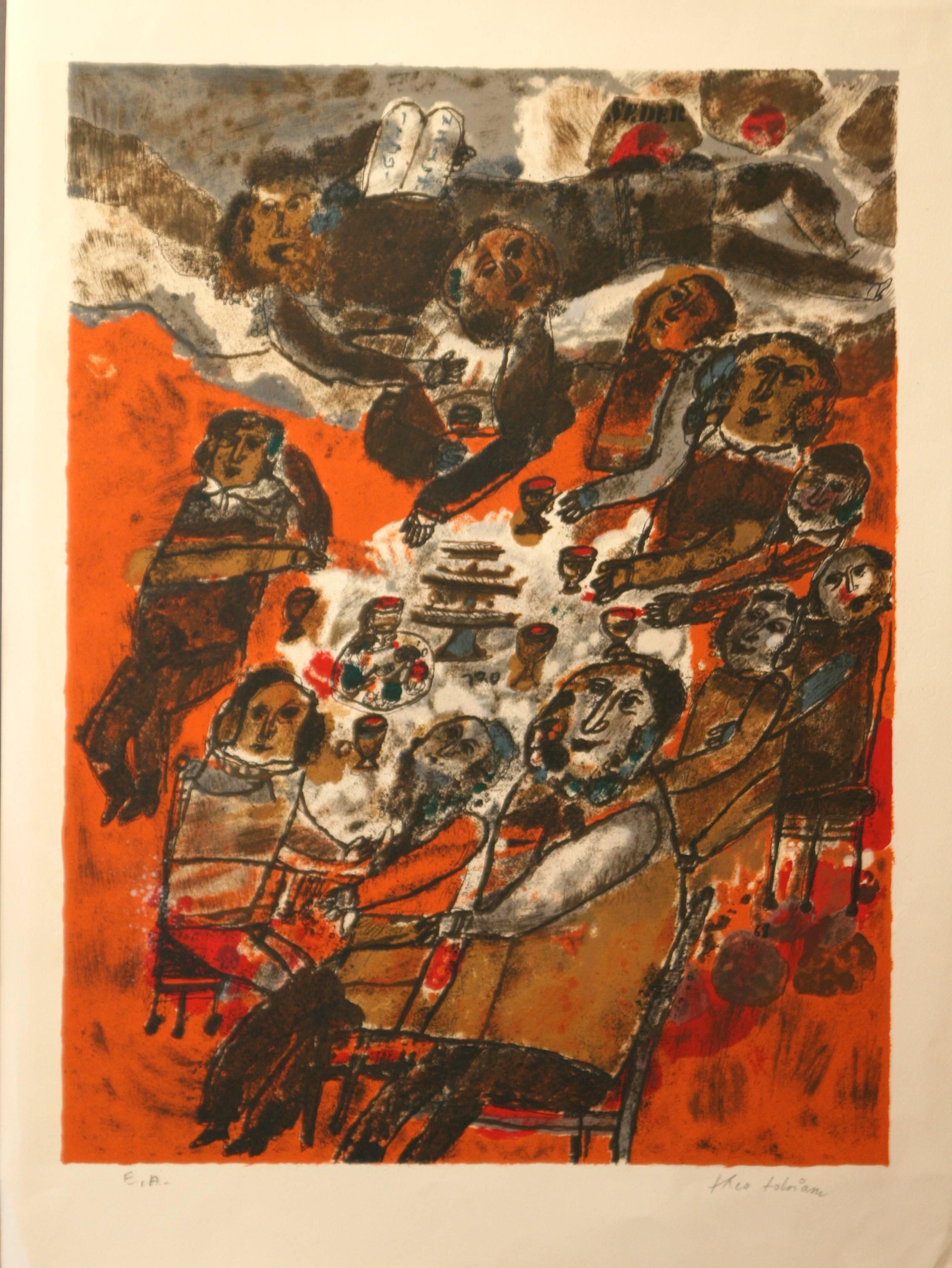 Théo Tobiasse Abstract Print - "Seder"  original artists proof signed lithograph by Theo Tobiasse 