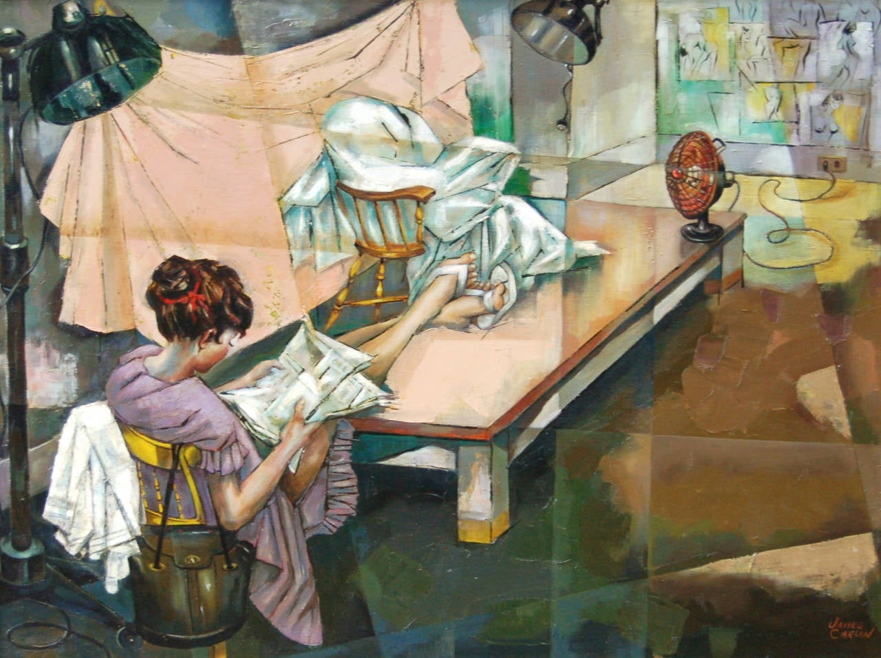 James Carlin Figurative Painting - The Artist's Model